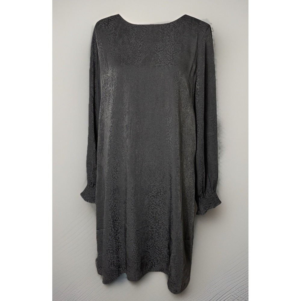 Ann Taylor NWT Tunic Dress Dark Gray Burn-out Snake Skin Pattern LS Lined Sz 12